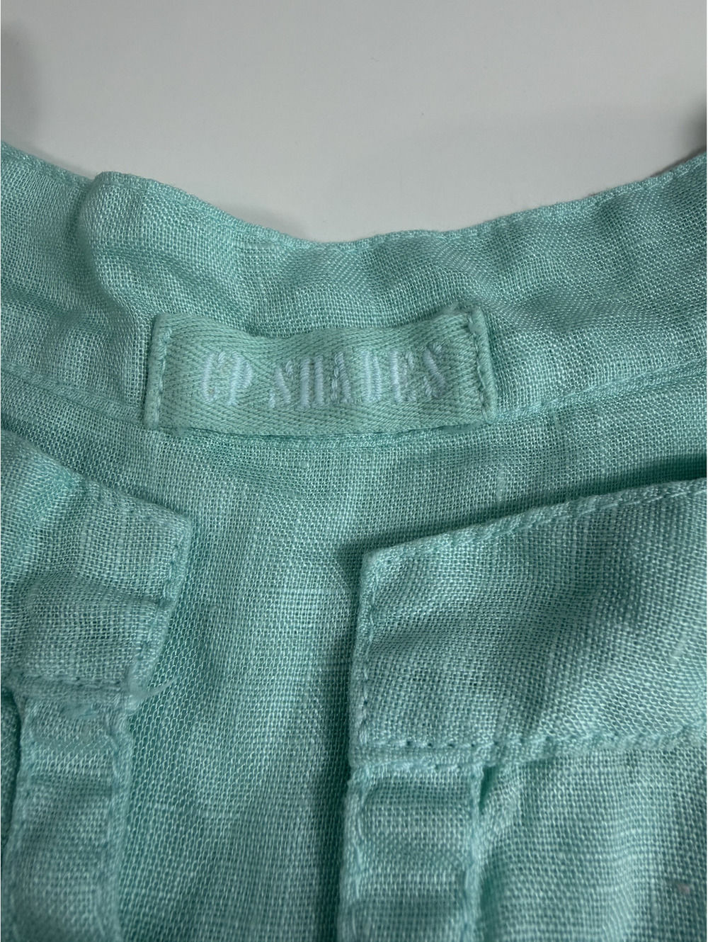 CP SHADES 100% Linen tourquise sleeveless high low top - Picture 3 of 6